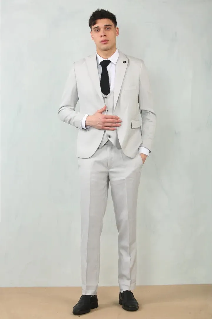 3 Piece Suit Tailored Fit Wedding Prom Formal Textured