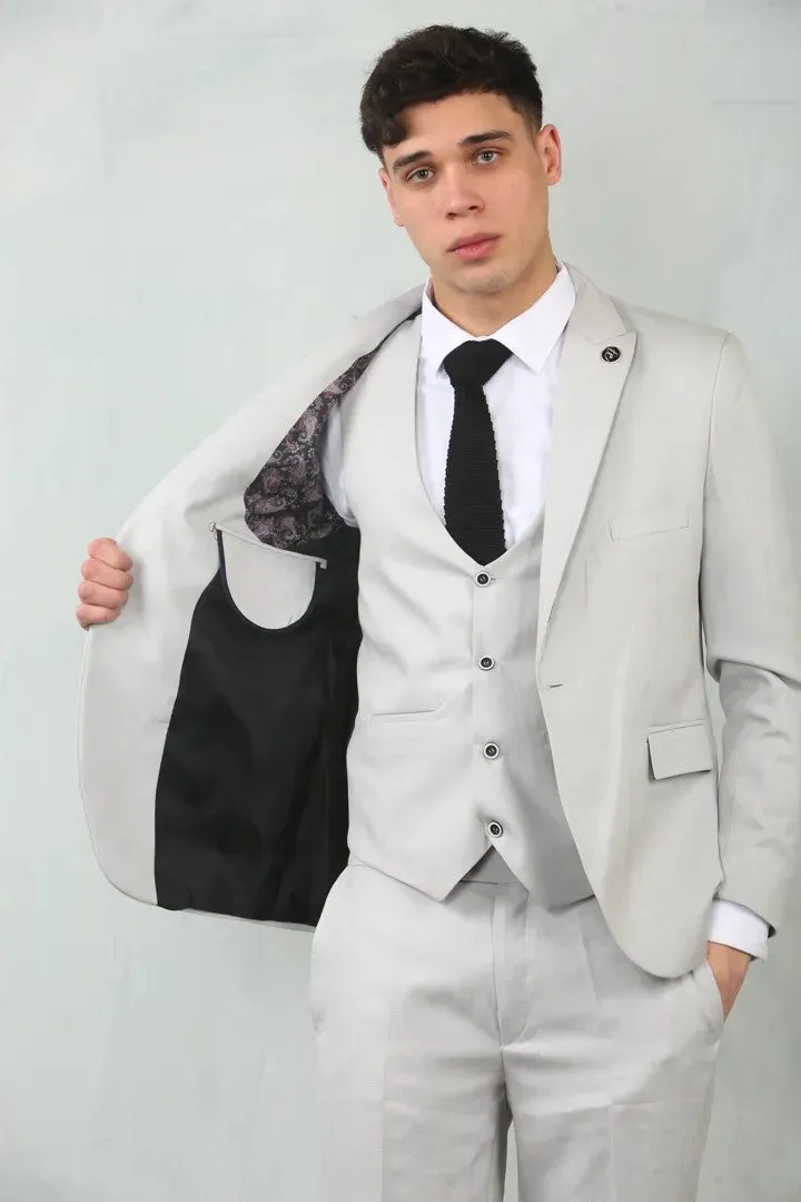 3 Piece Suit Tailored Fit Wedding Prom Formal Textured