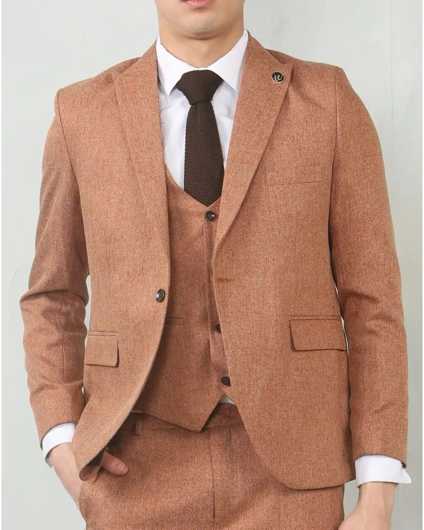 3 Piece Suit Tailored Fit Wedding Prom Formal Textured