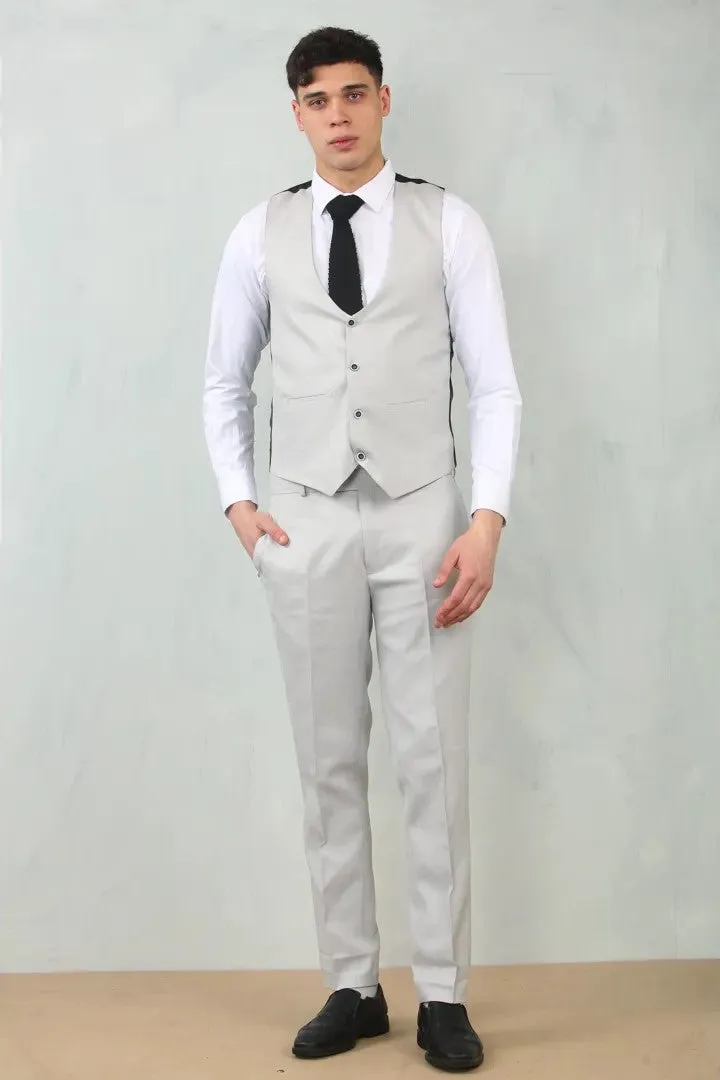 3 Piece Suit Tailored Fit Wedding Prom Formal Textured