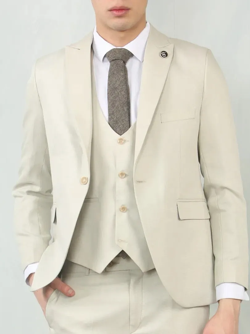 3 Piece Suit Tailored Fit Wedding Prom Formal Textured
