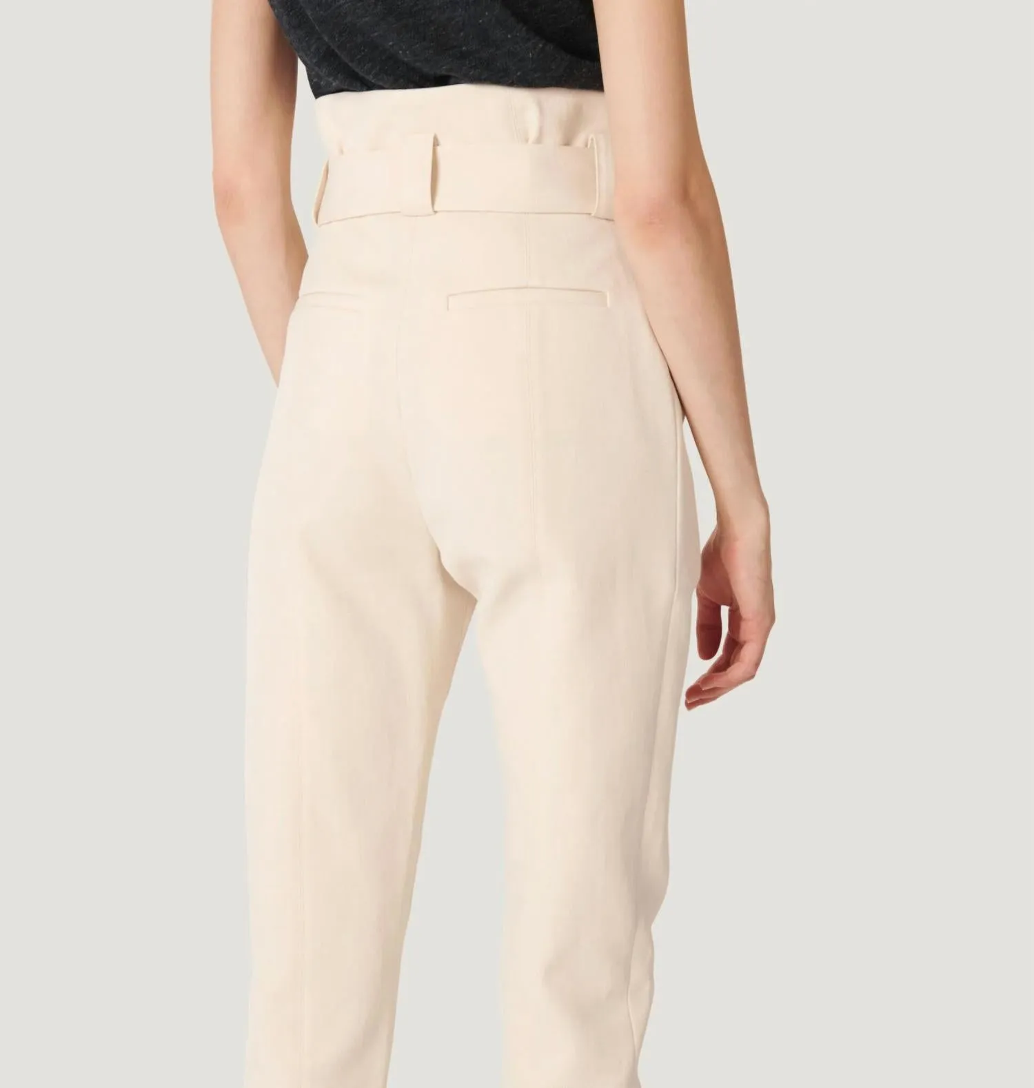 Akin High Waist Paperbag Pants In Natural