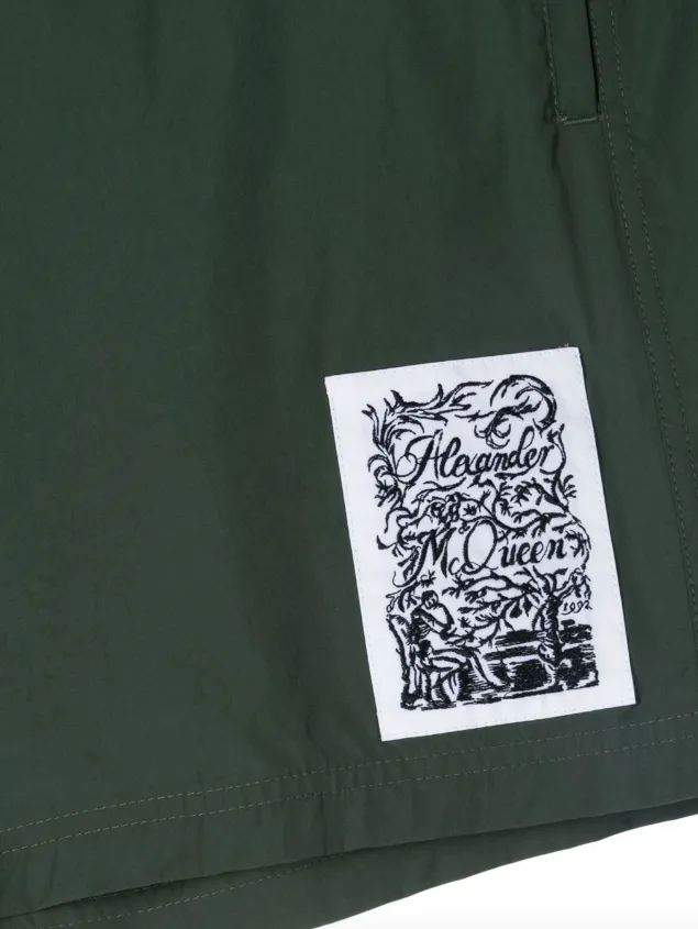Alexander McQueen embroidered-logo swim shorts