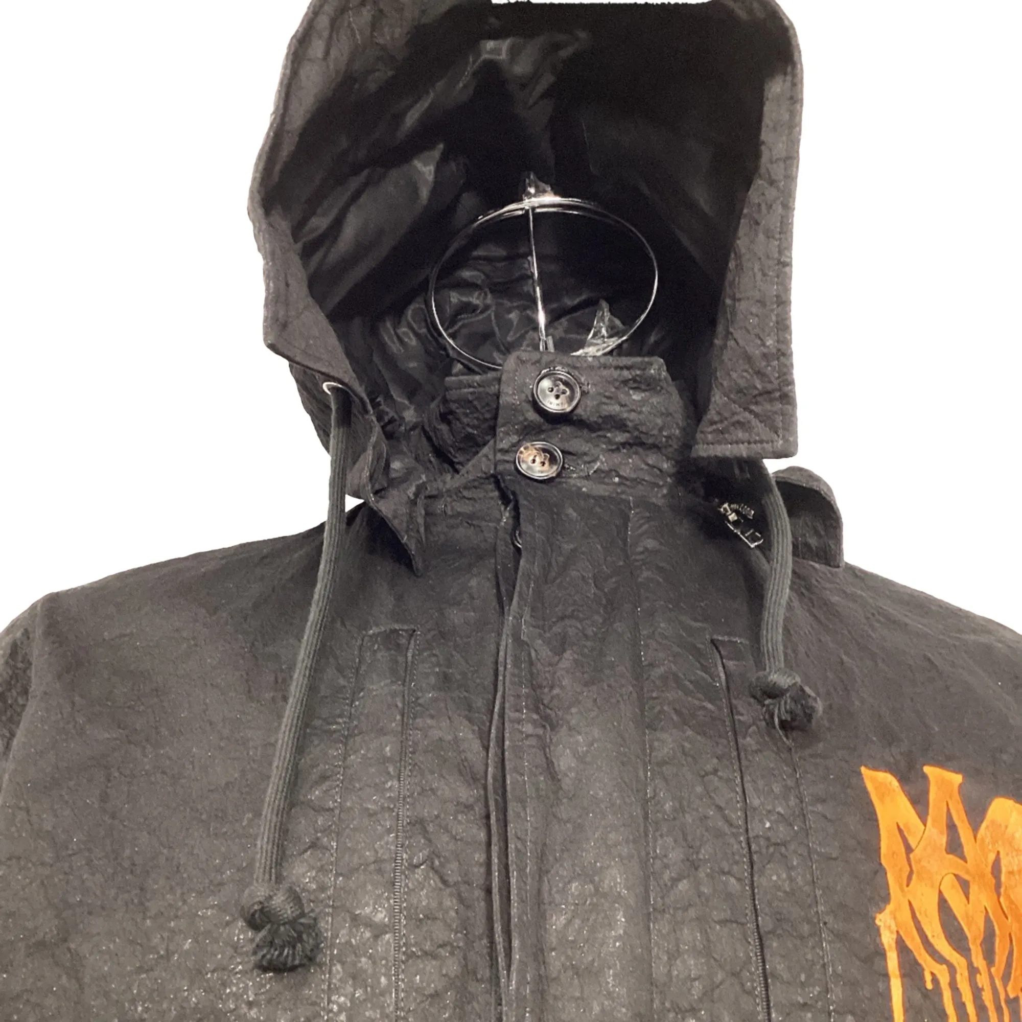 Amiri Graphic Print Parka in Black Cotton