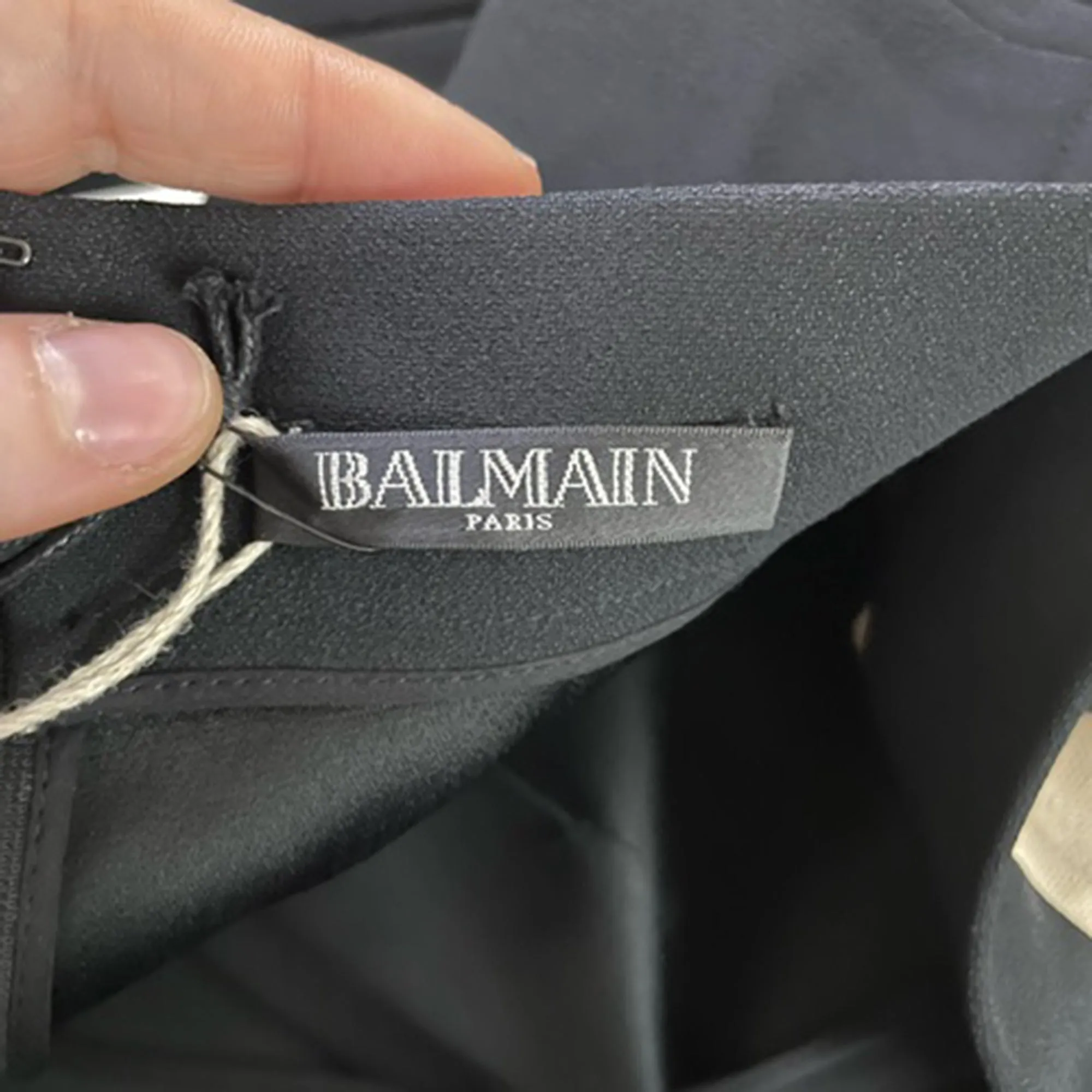 Balmain High-Waisted Wide Leg Pants in Black Polyester