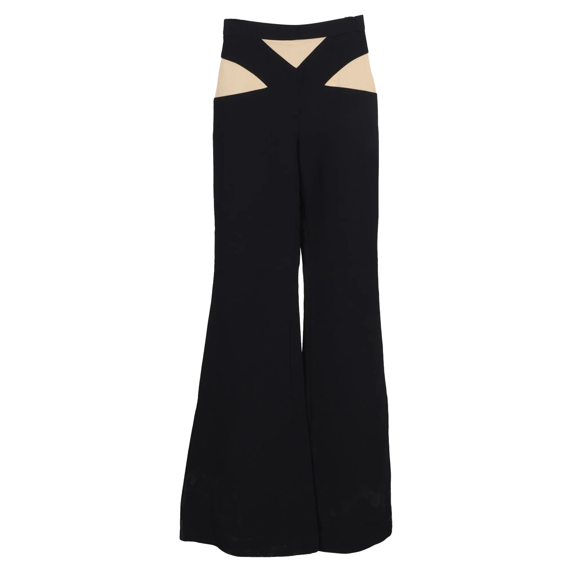 Balmain High-Waisted Wide Leg Pants in Black Polyester