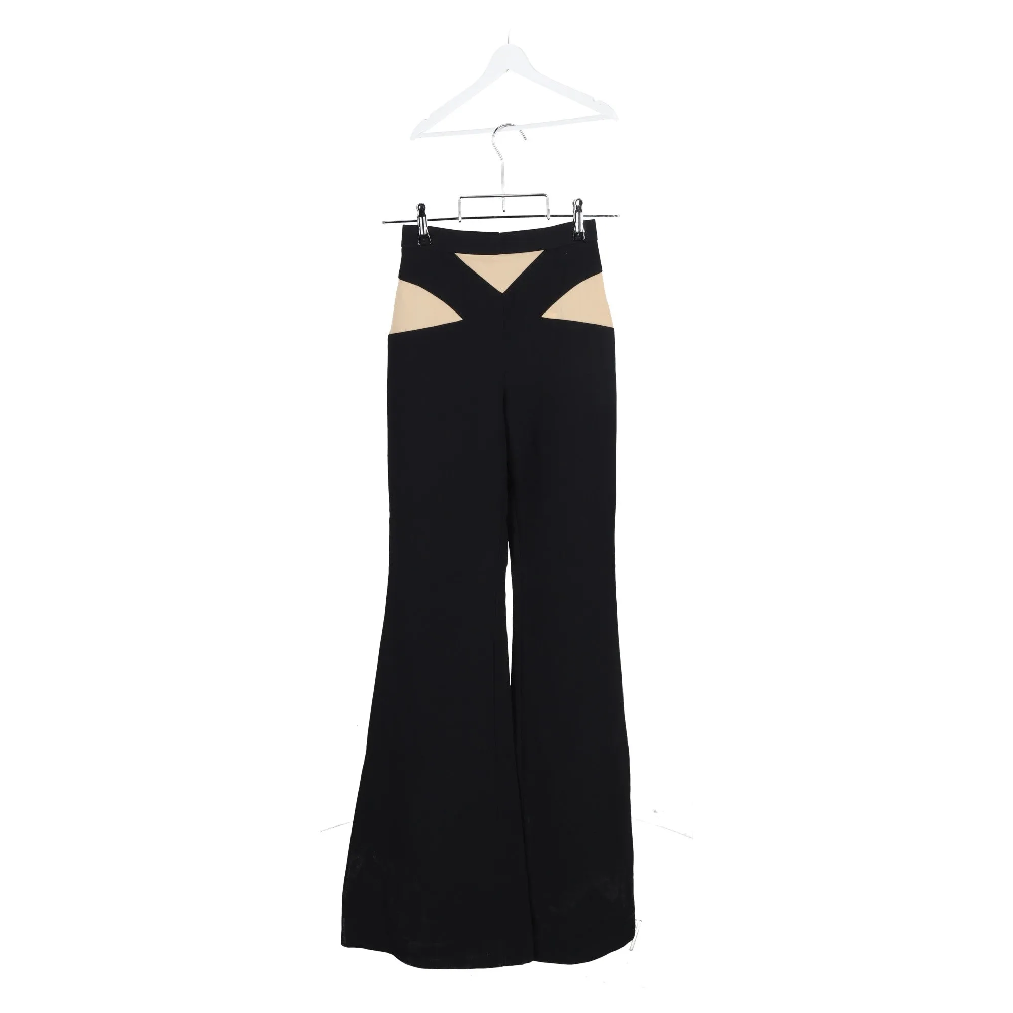Balmain High-Waisted Wide Leg Pants in Black Polyester