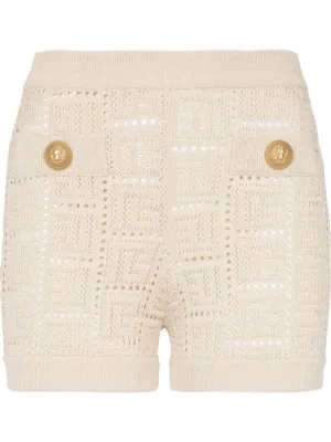 Balmain monogram mesh knitted shorts