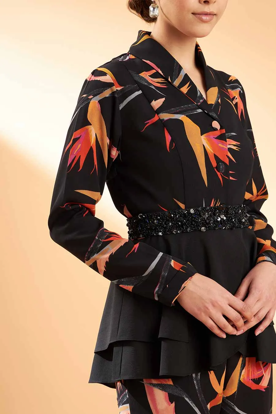 Black Tropical Print Co-Ord Set