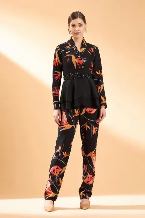 Black Tropical Print Co-Ord Set