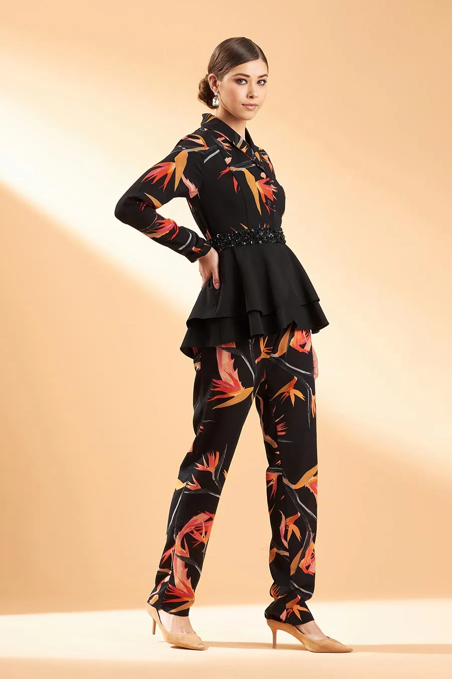 Black Tropical Print Co-Ord Set