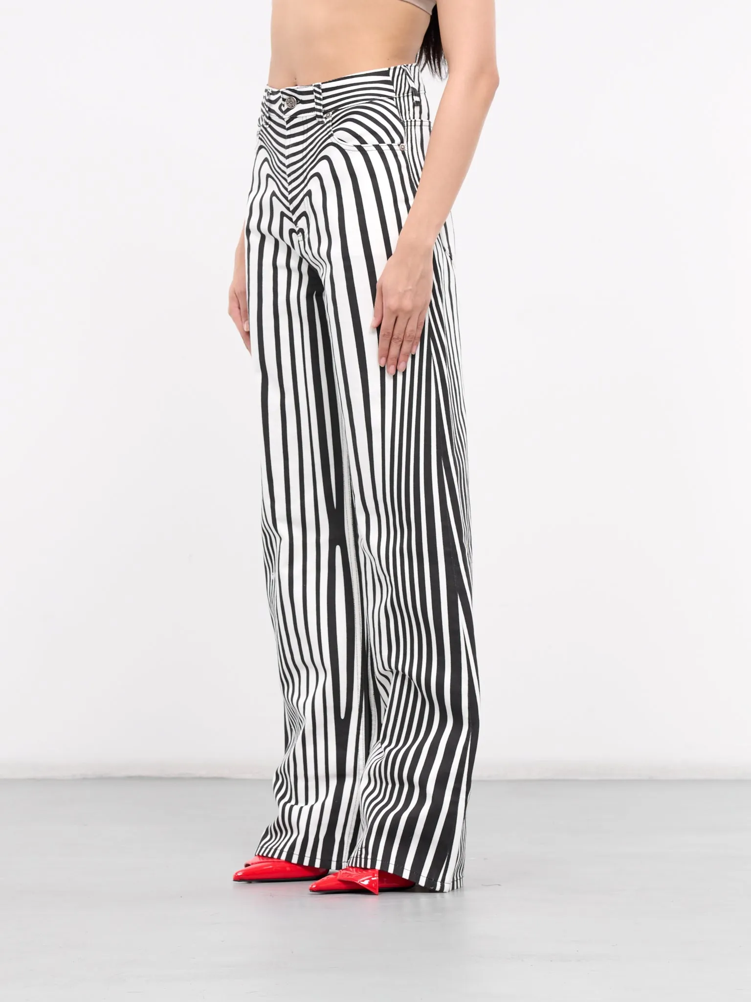 Body Morphing Print Pants (24-25-JE1421-D012-WHITE-BLACK)