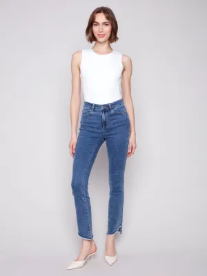 Bootcut Jeans With Asymmetrical Hem - Medium Blue