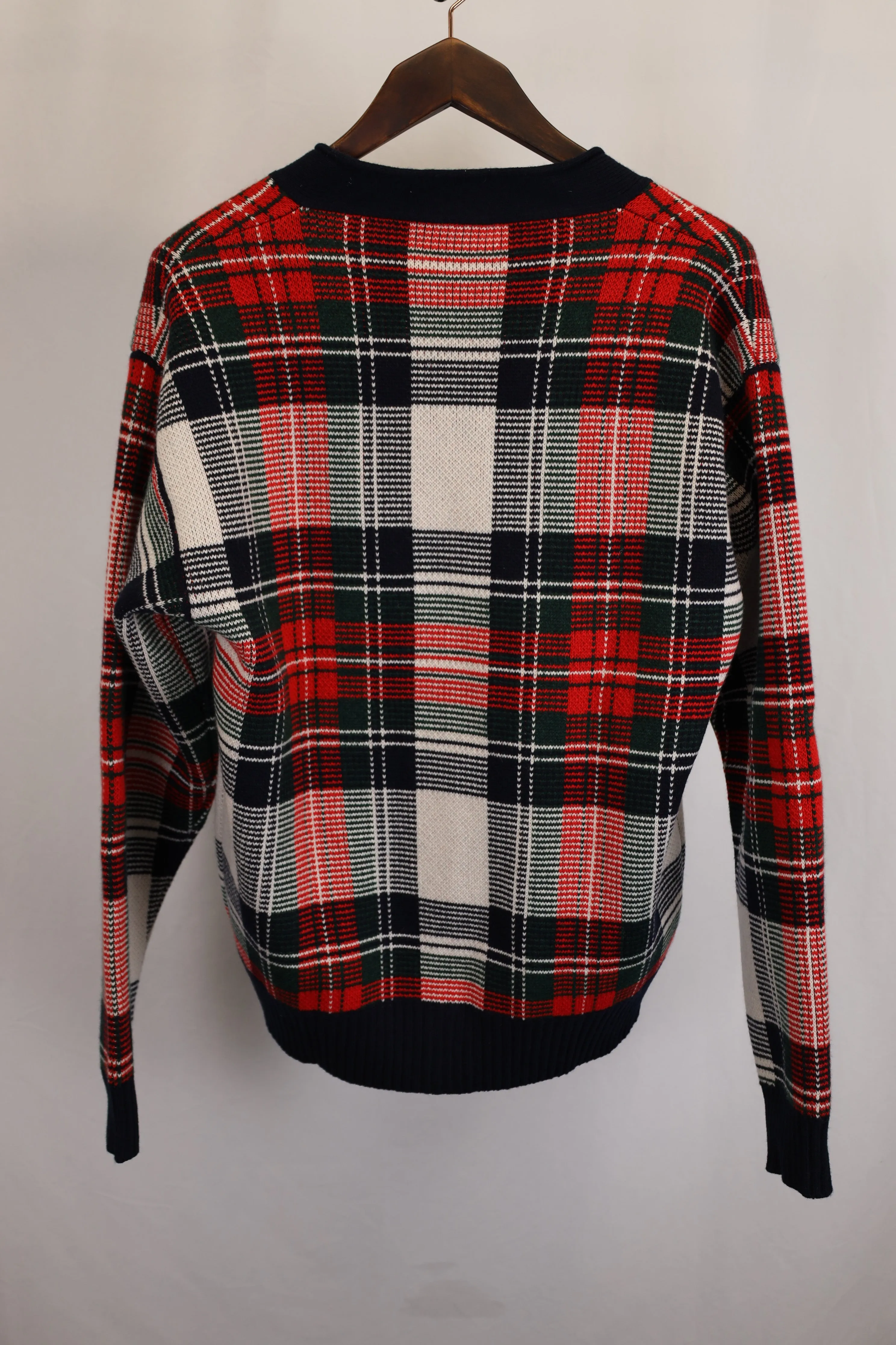 Burberry Check Cardigan in Red Wool