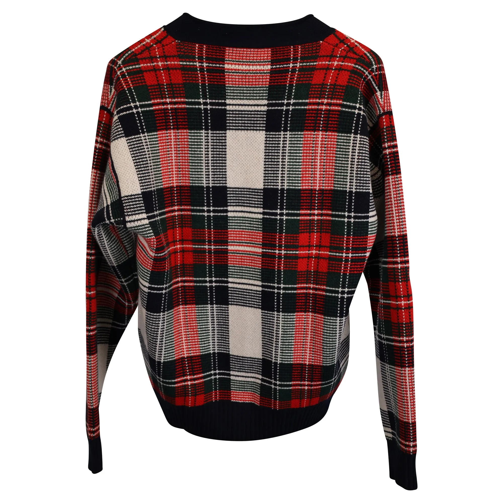 Burberry Check Cardigan in Red Wool