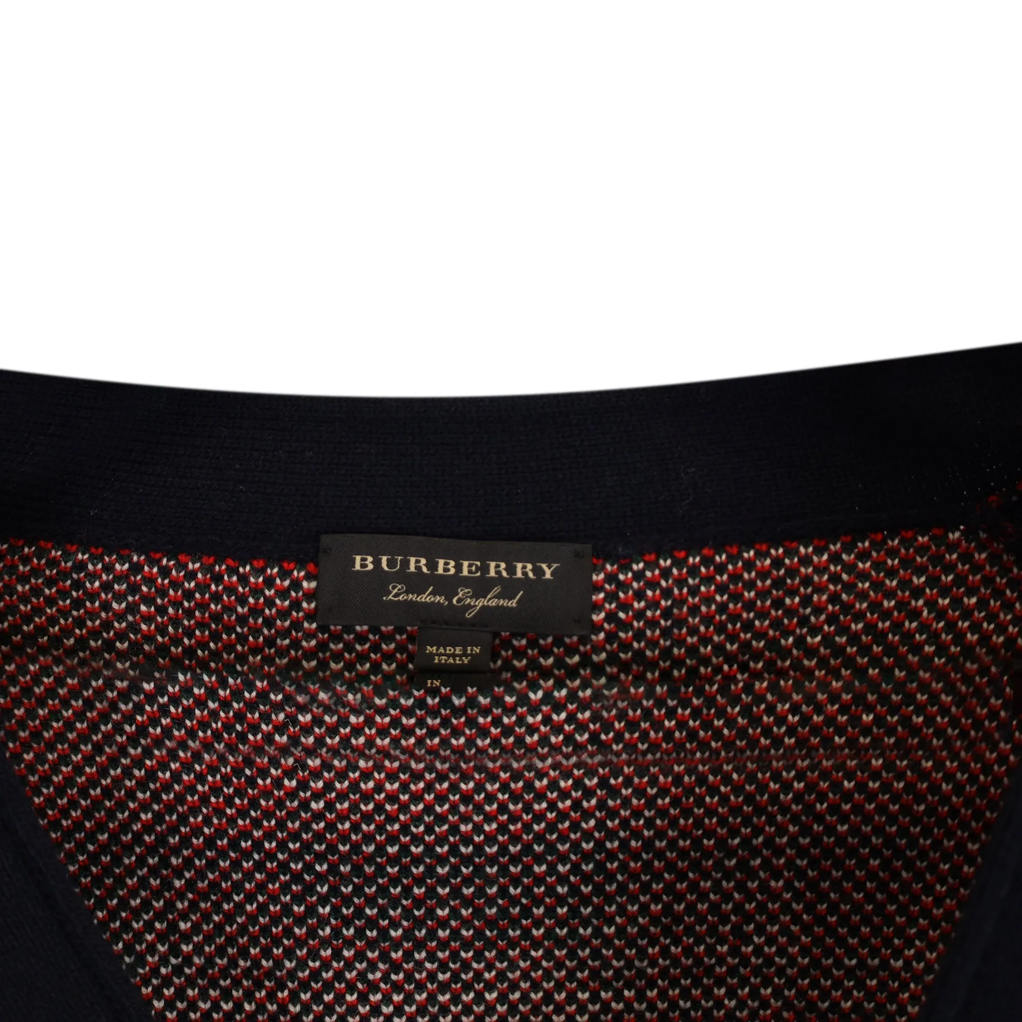 Burberry Check Cardigan in Red Wool