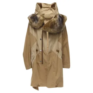 Burberry Riccardo Tisci warm walnut gabardine faux fur anorak