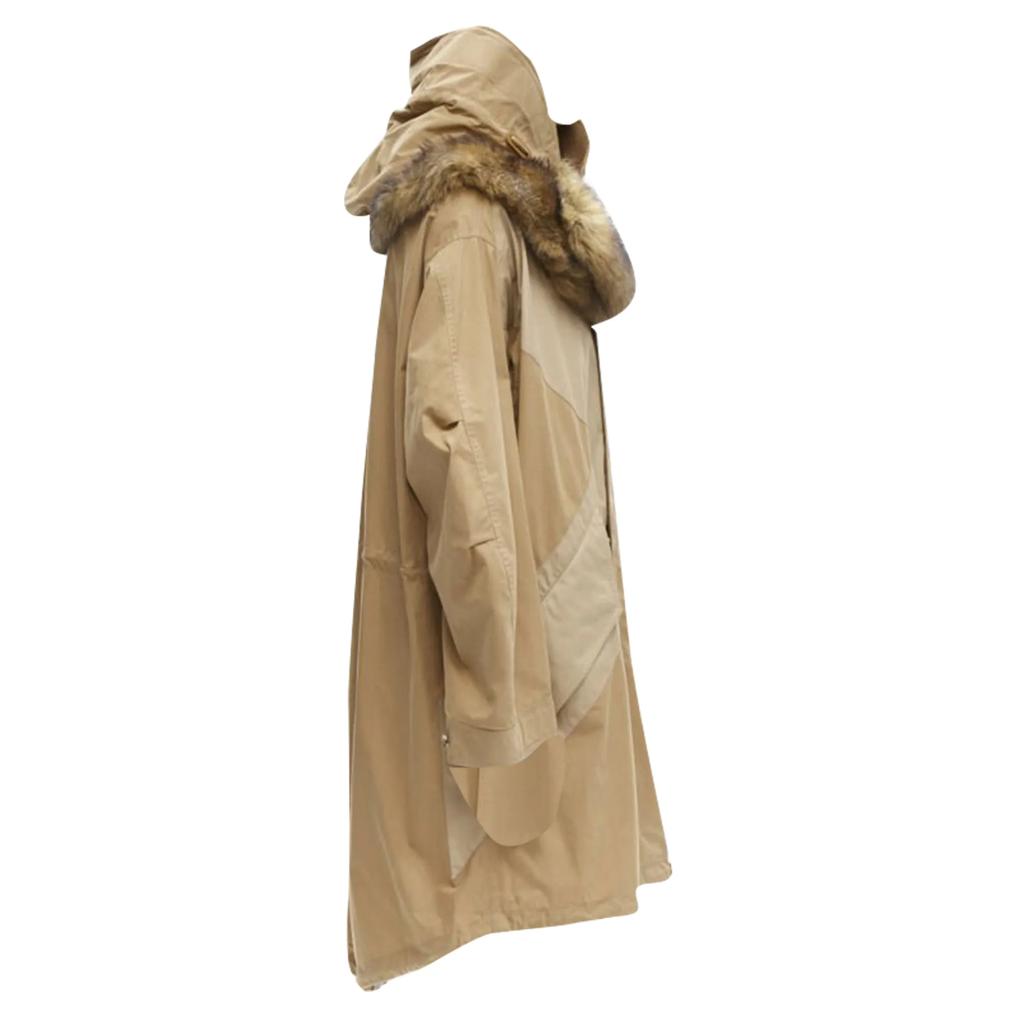 Burberry Riccardo Tisci warm walnut gabardine faux fur anorak