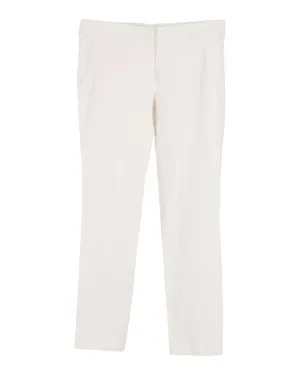 Burberry Straight-Leg Pants in Cream Cotton