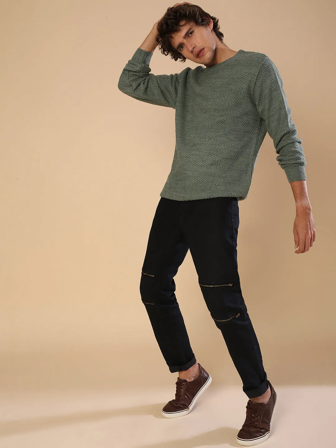 Campus Sutra Men Solid Full Sleeve Stylish Casual Sweaters