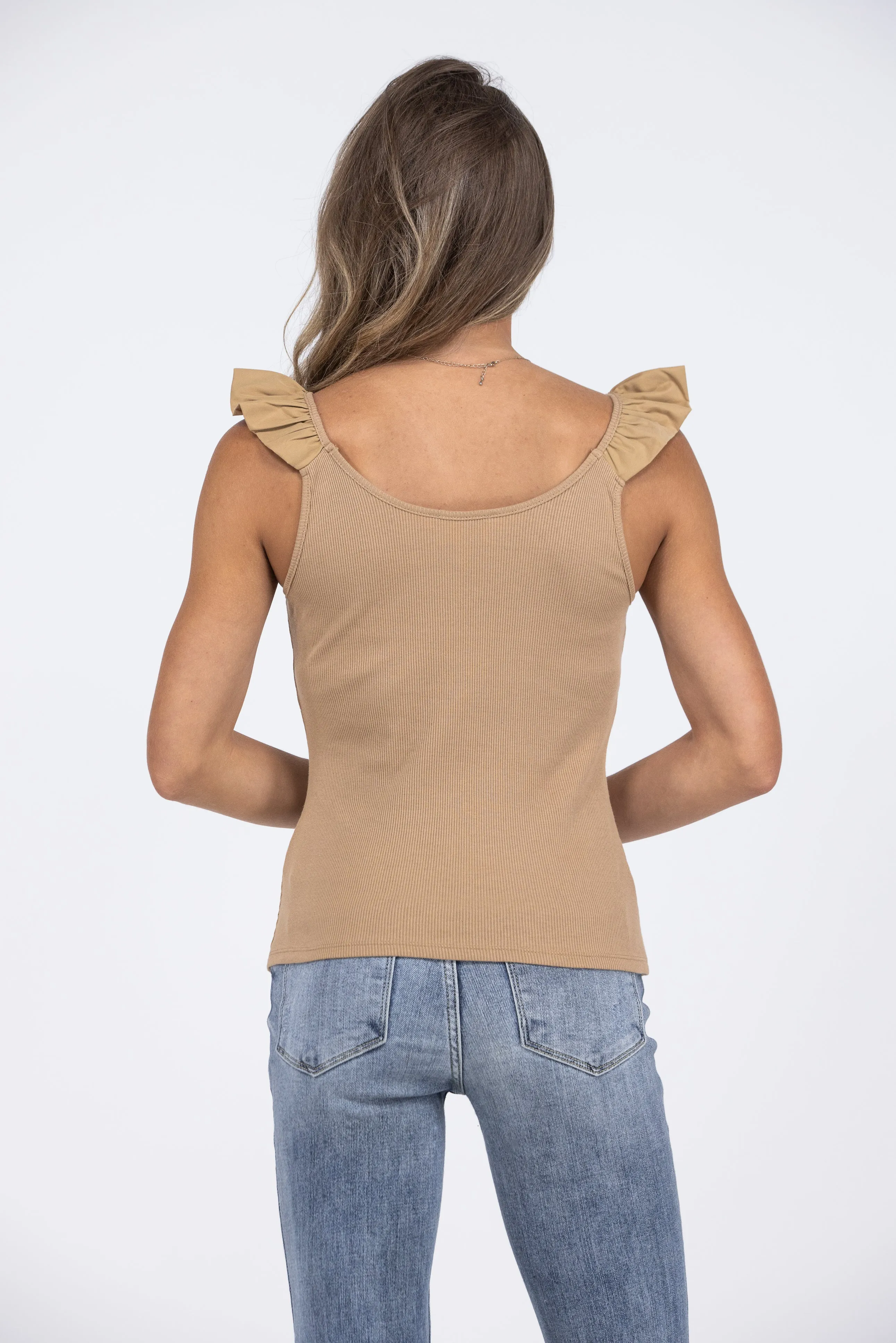 Cap That Women's Ruffled V-Neck Tank Top