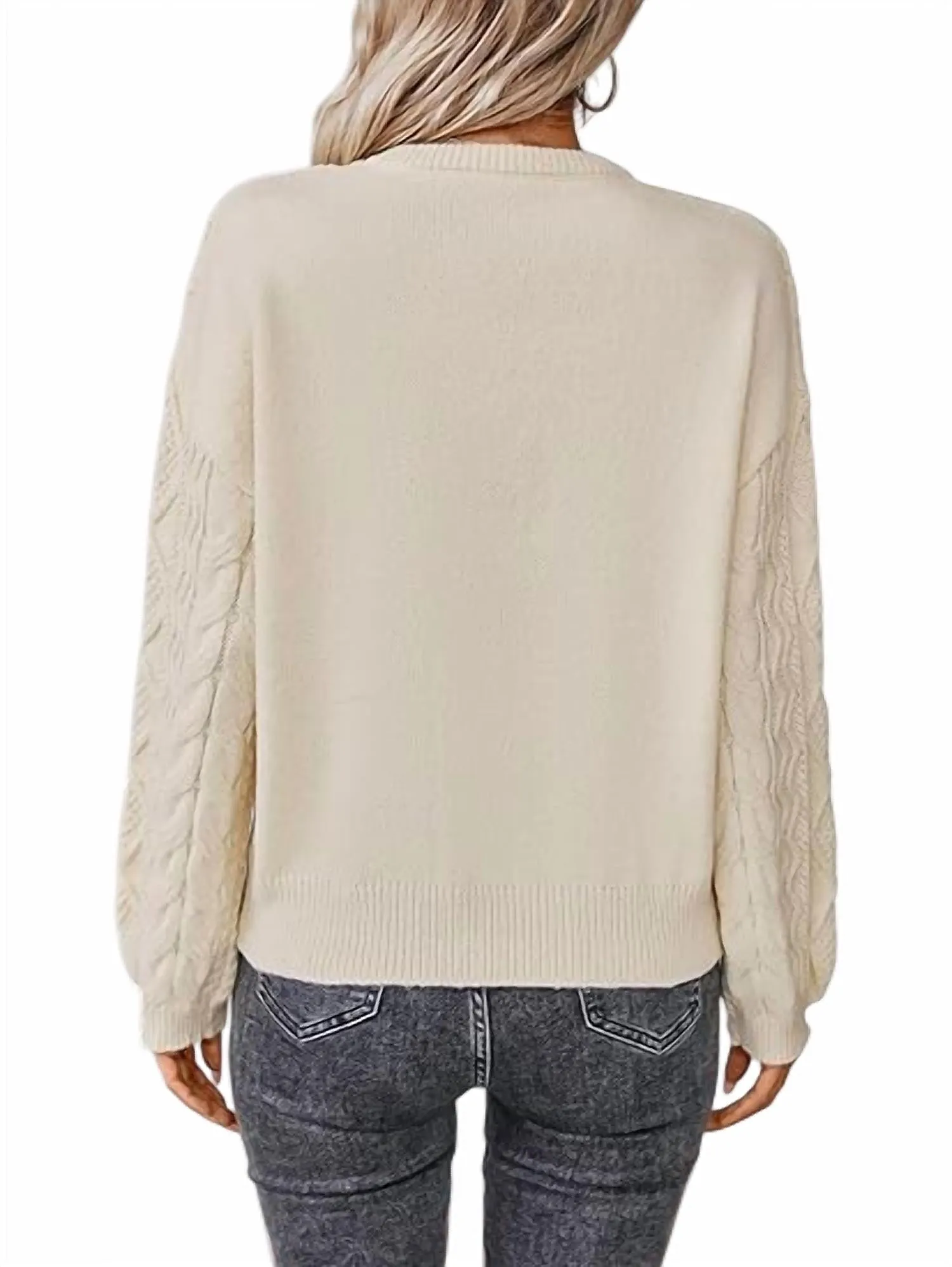 Carabeth Knit Ribbed Sweater In Cream