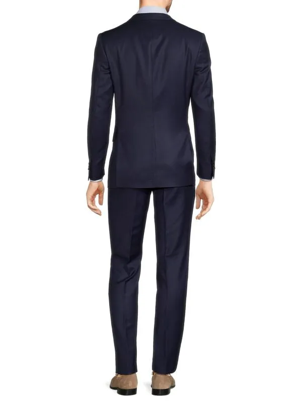 Cavalli Class by Roberto Cavalli Mens Birdseye Blue Slim Fit Wool Suit