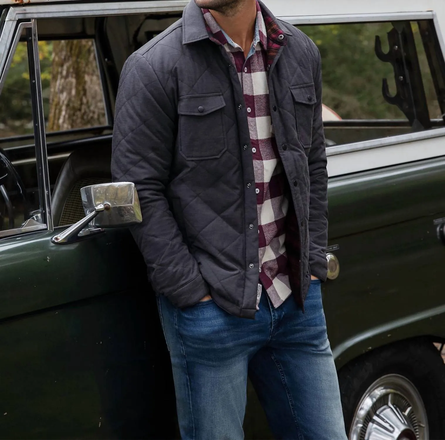 Chapin Flannel Lined Quilted Jacket In Charcoal