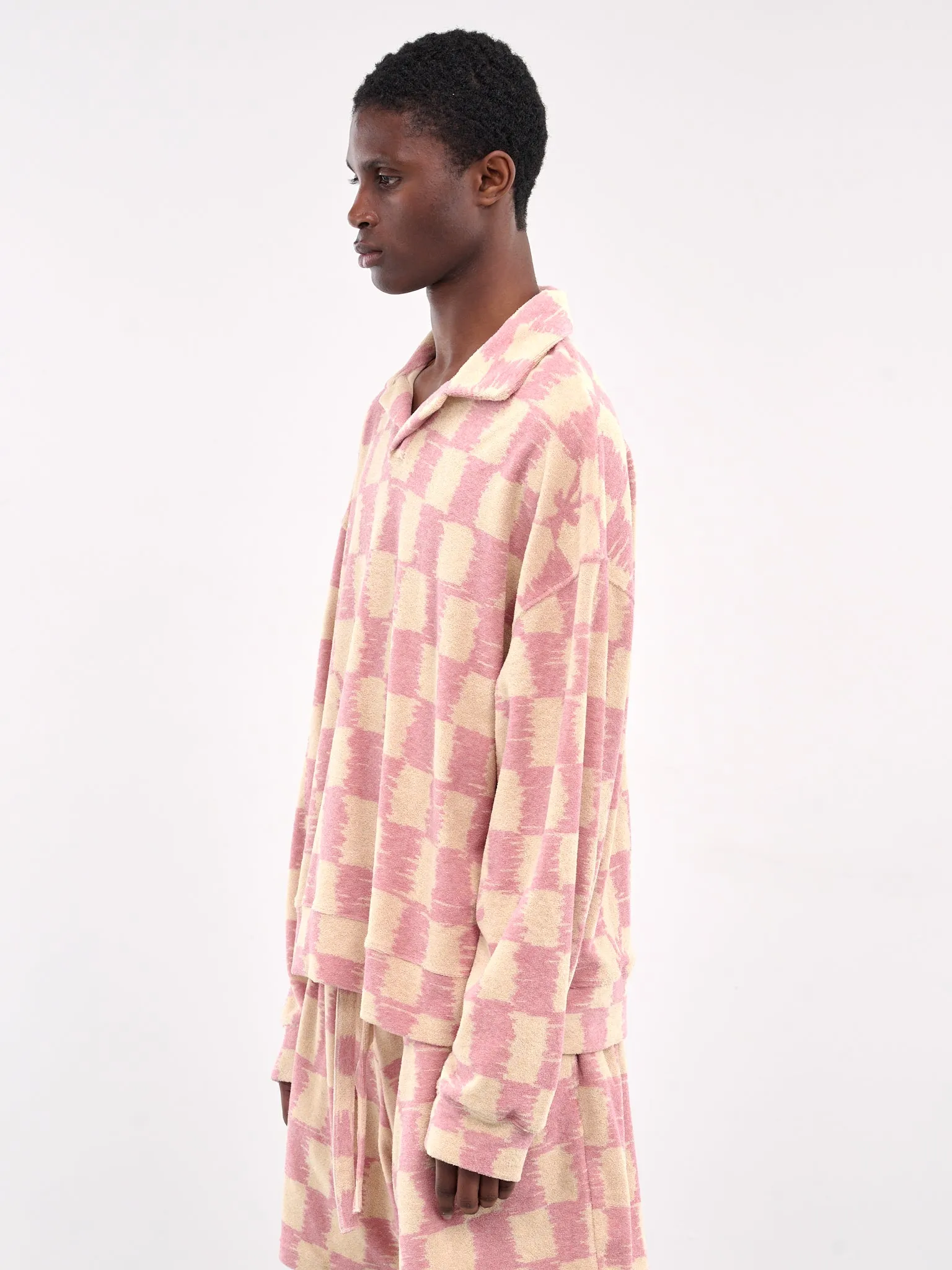 Checkerboard Polo Sweater (SW006001-BEIGE-PINK)