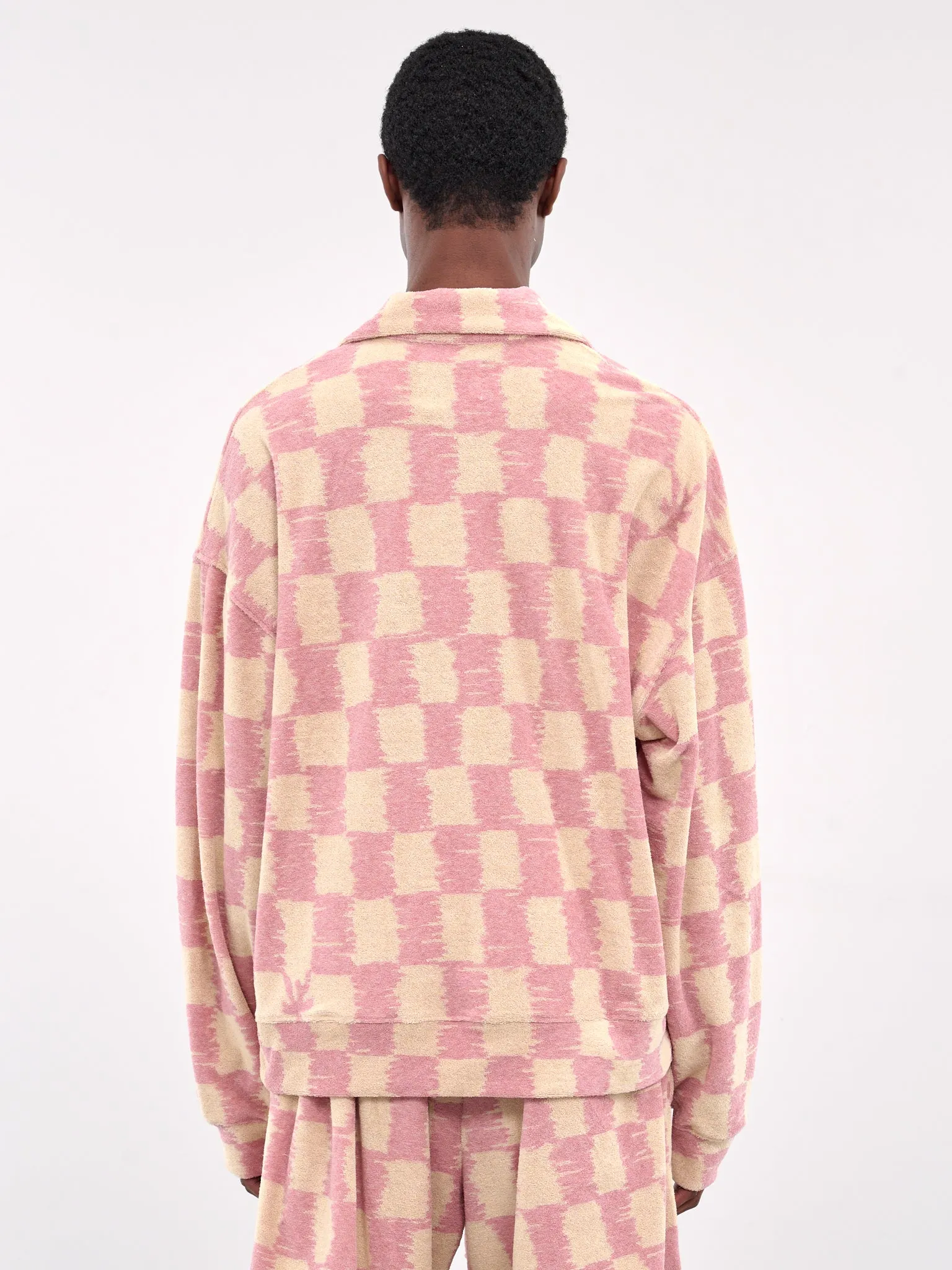 Checkerboard Polo Sweater (SW006001-BEIGE-PINK)