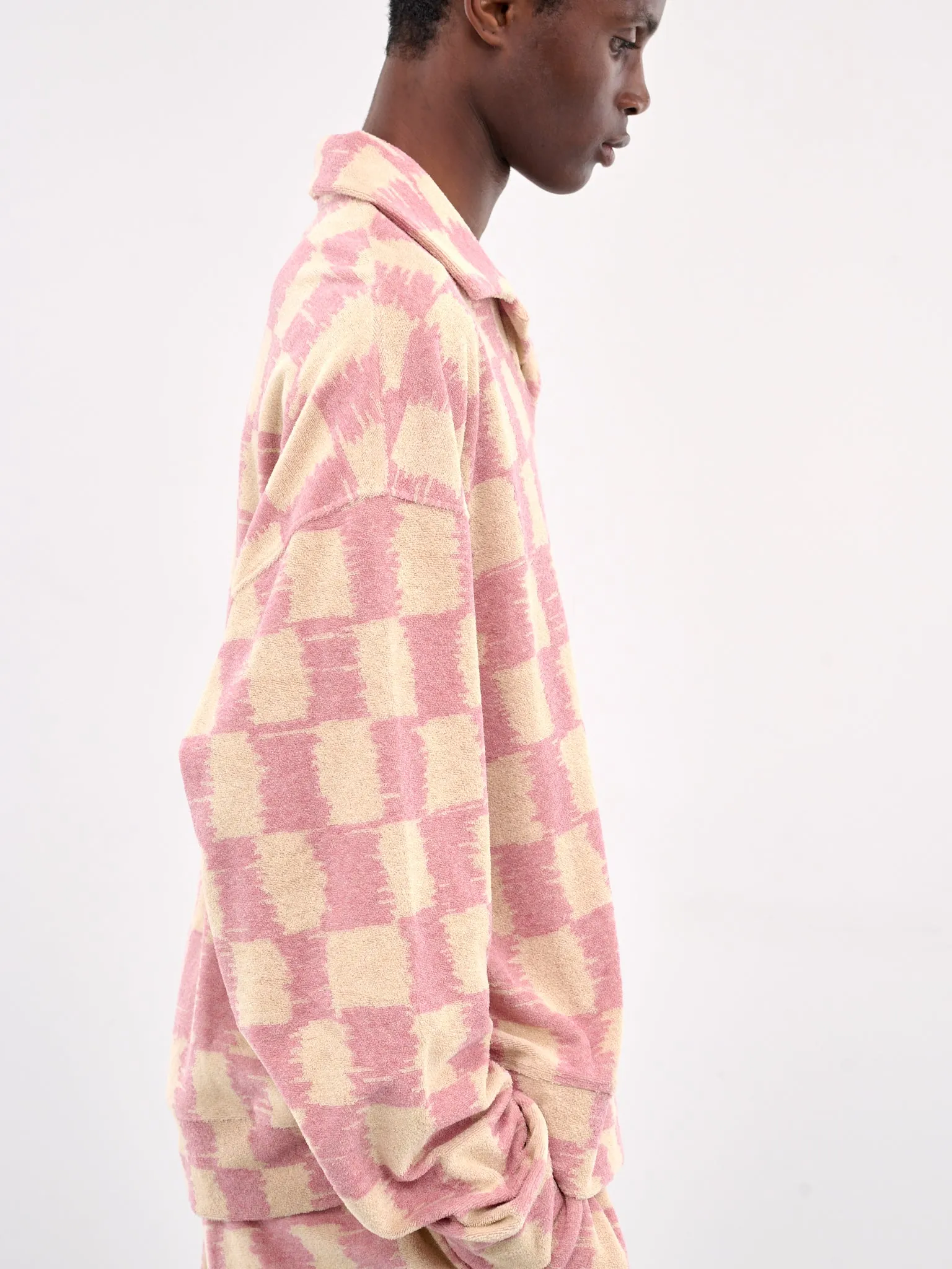 Checkerboard Polo Sweater (SW006001-BEIGE-PINK)