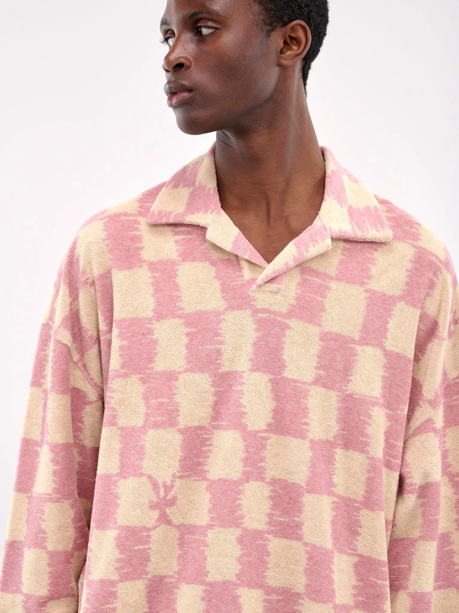 Checkerboard Polo Sweater (SW006001-BEIGE-PINK)