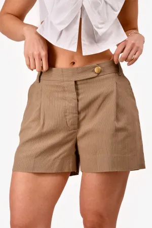 Chloe Brown Pinstripe Shorts Size 42