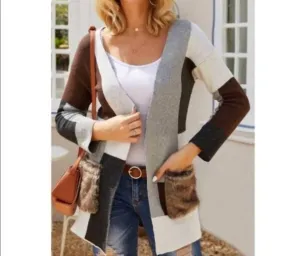 Color Block Cardigan In Multi