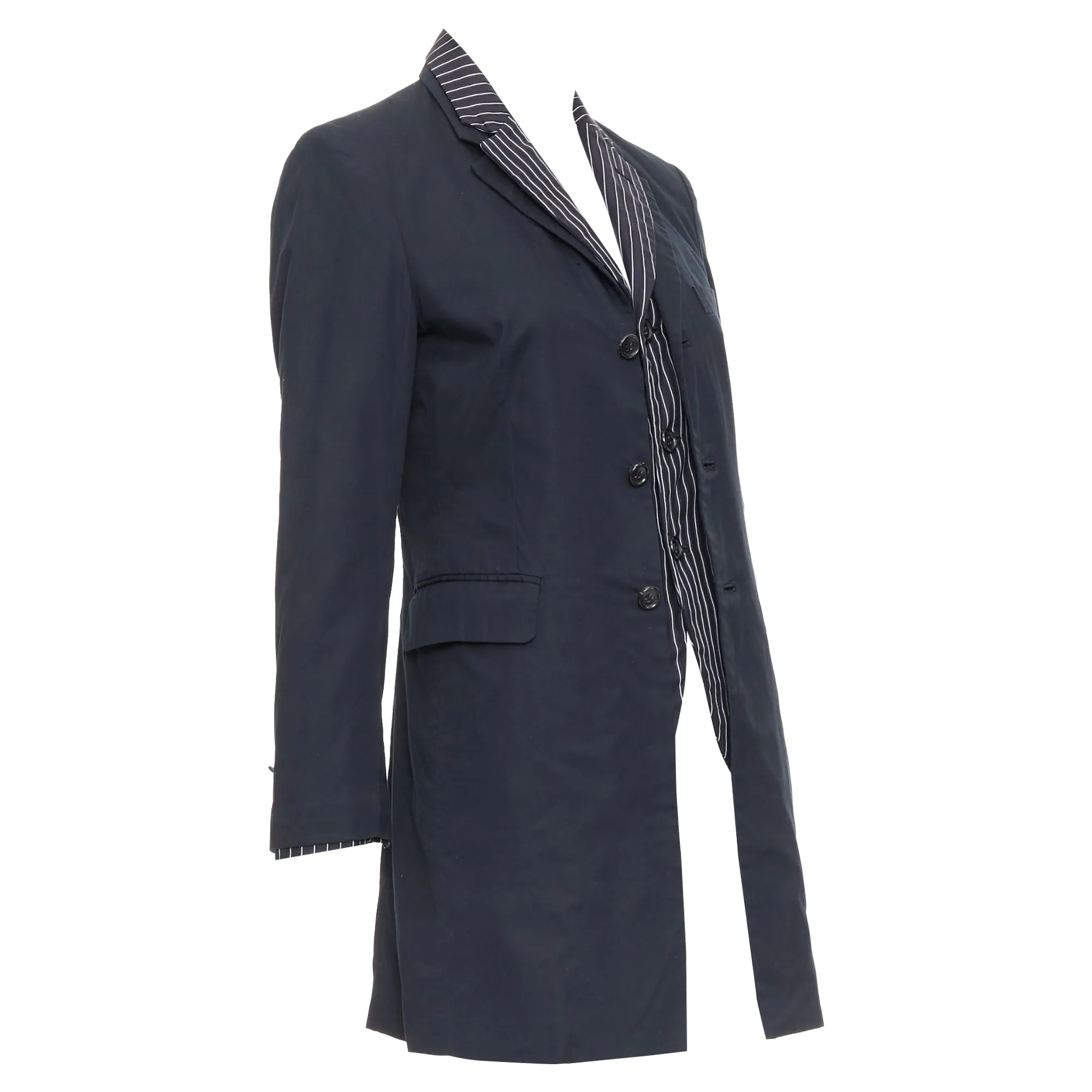 Comme Des Garcons black pinstripe cotton double layered coat