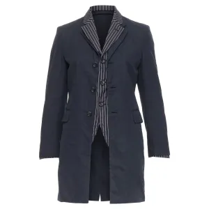 Comme Des Garcons black pinstripe cotton double layered coat