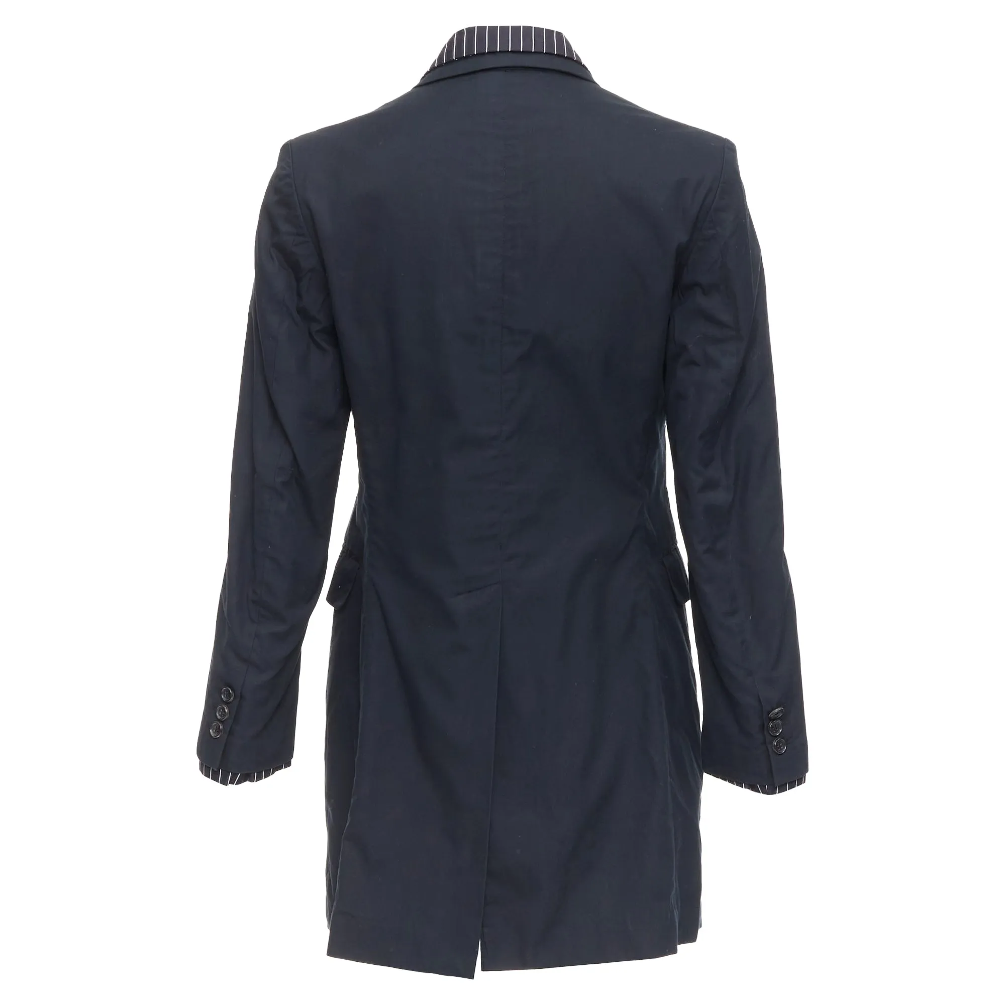 Comme Des Garcons black pinstripe cotton double layered coat