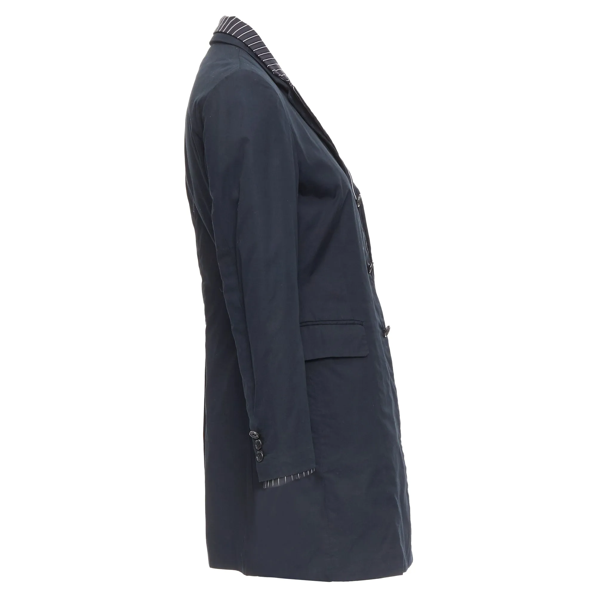 Comme Des Garcons black pinstripe cotton double layered coat