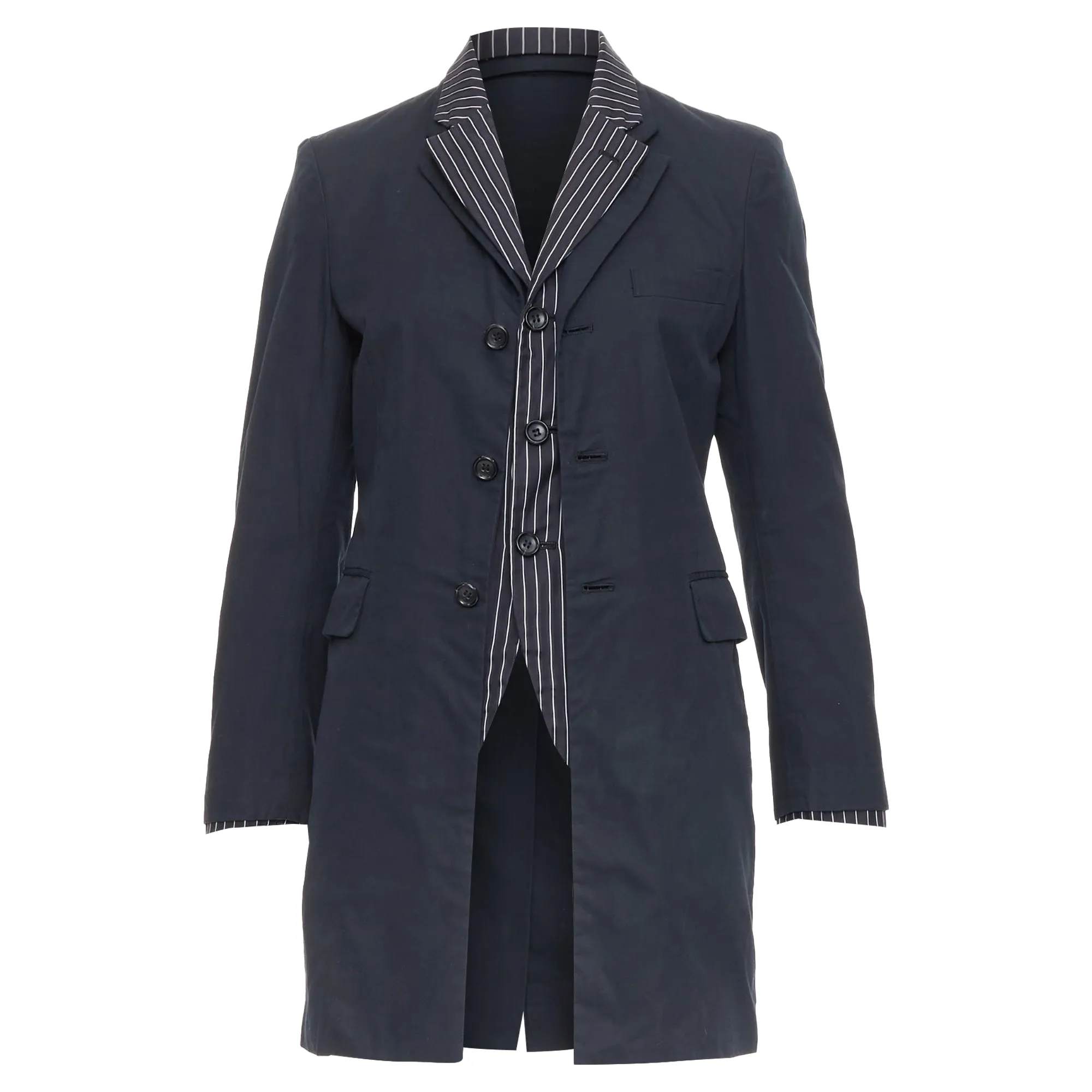 Comme Des Garcons black pinstripe cotton double layered coat