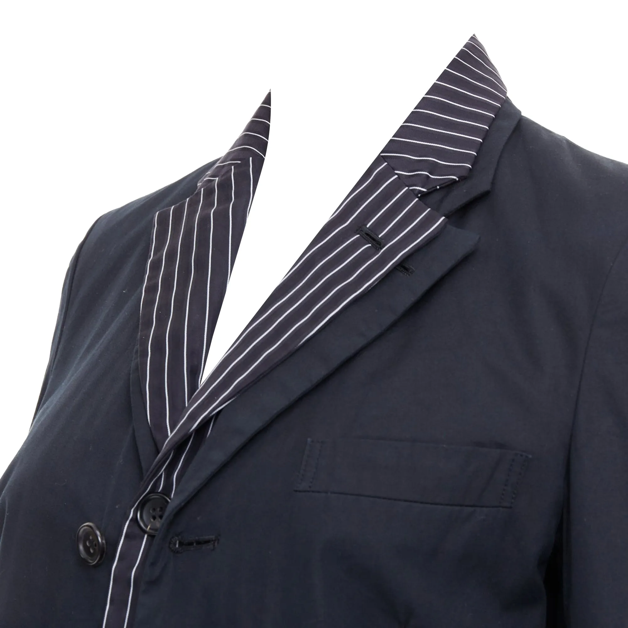 Comme Des Garcons black pinstripe cotton double layered coat