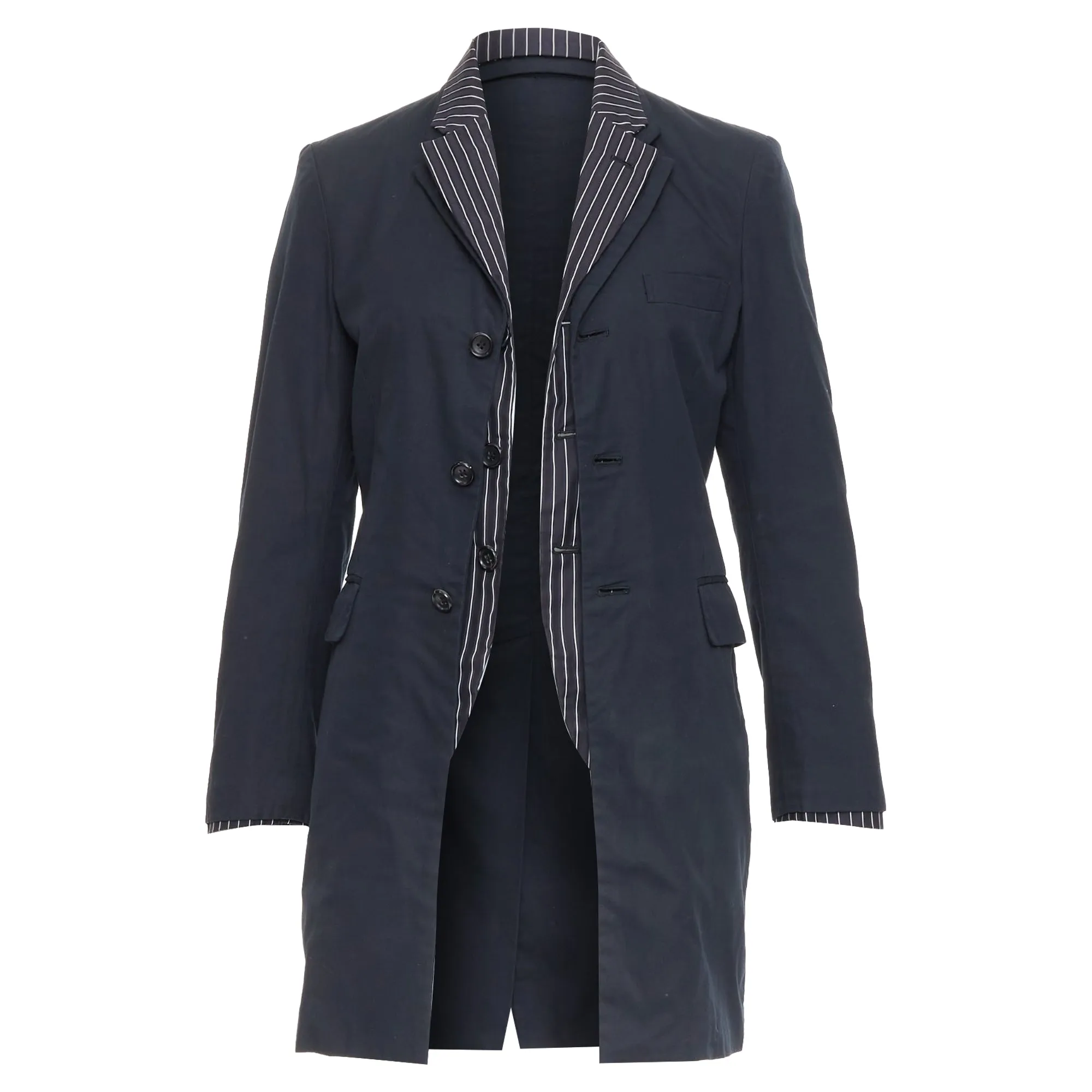 Comme Des Garcons black pinstripe cotton double layered coat