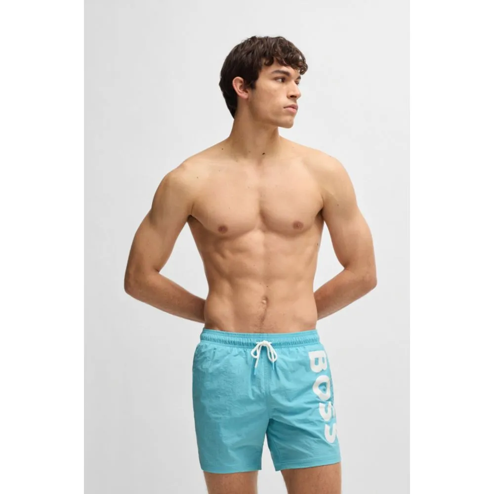 Contrast-logo swim shorts in quick-drying fabric