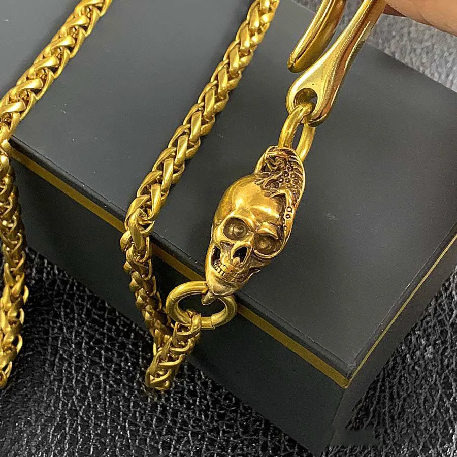 Cool Brass 18" Mens Lizard Skull Key Chain Pants Chain Wallet Chain Motorcycle Wallet Chain for Men