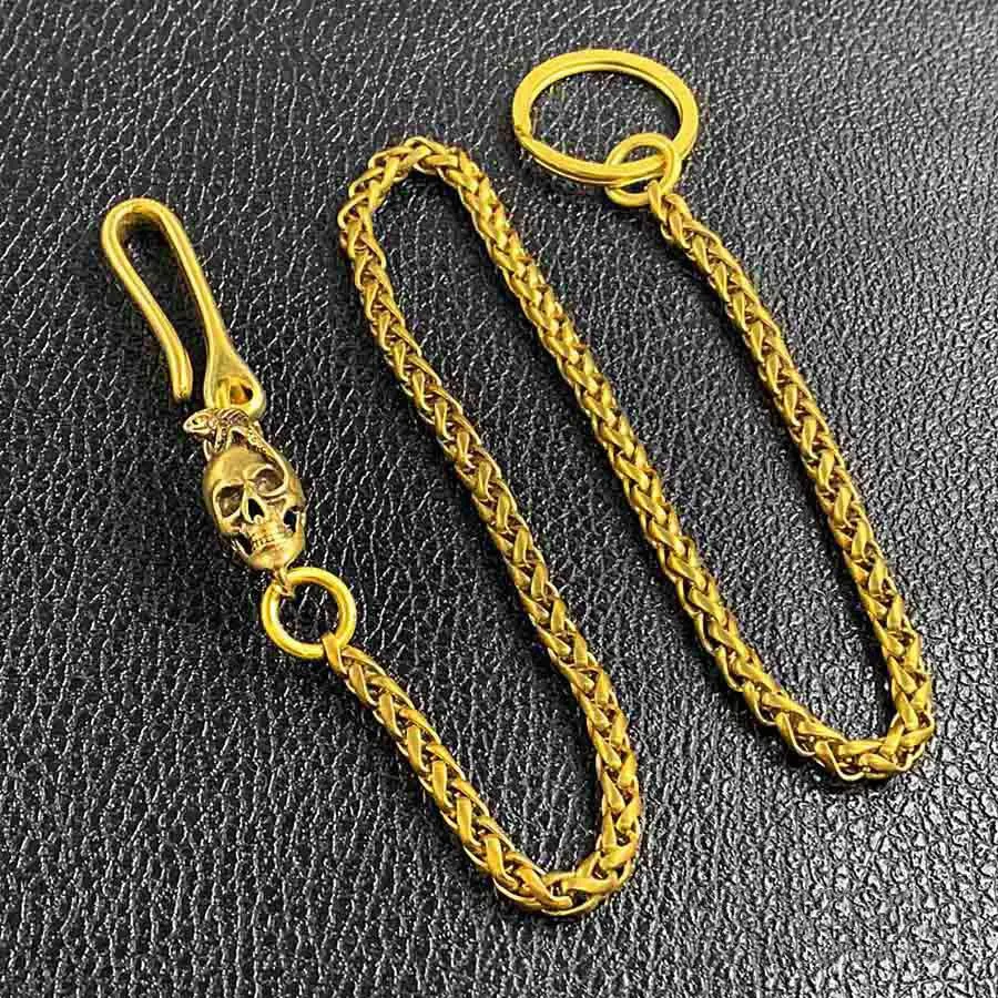 Cool Brass 18" Mens Lizard Skull Key Chain Pants Chain Wallet Chain Motorcycle Wallet Chain for Men