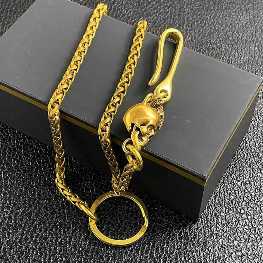 Cool Brass 18" Mens Lizard Skull Key Chain Pants Chain Wallet Chain Motorcycle Wallet Chain for Men