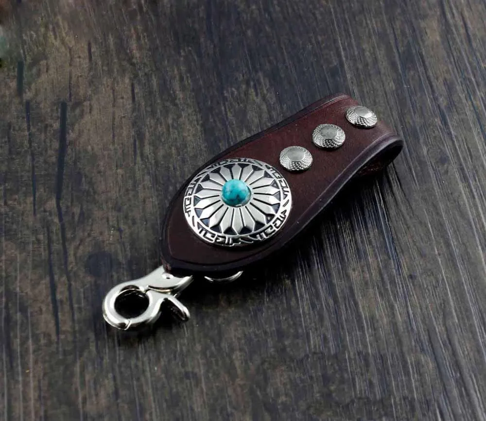 Cool Leather Mens Braided Wallet Chain Pants Chain with Belt Loop for Men