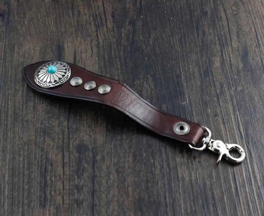 Cool Leather Mens Braided Wallet Chain Pants Chain with Belt Loop for Men