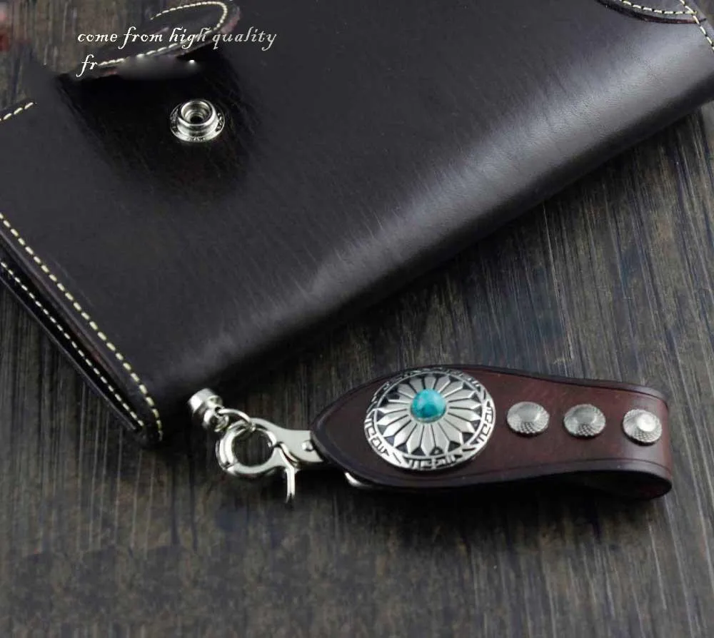 Cool Leather Mens Braided Wallet Chain Pants Chain with Belt Loop for Men