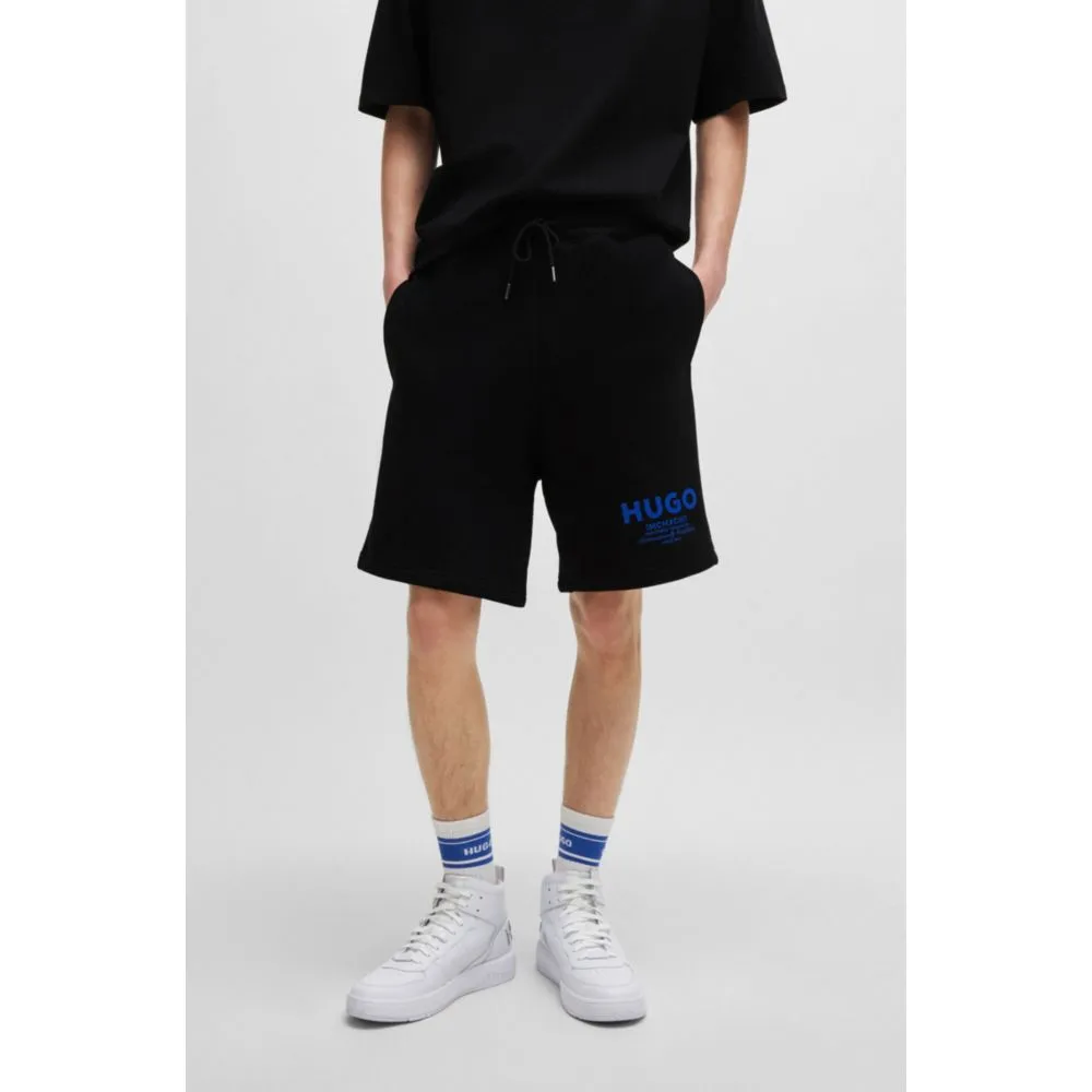 Cotton-terry shorts with drawstring and logo print