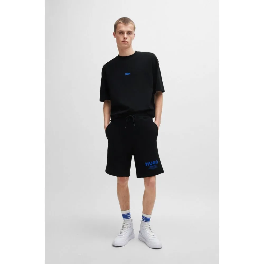 Cotton-terry shorts with drawstring and logo print